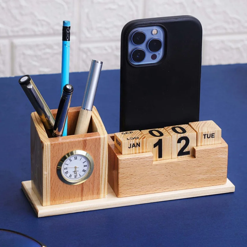 UrbanLane 2 Compartments Wooden Pen holder