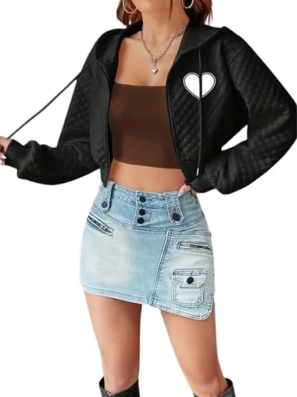 Women’s Solid Polyester Jacket with Full Sleeves and Piping black S - Best Price ₹317 at Amazon