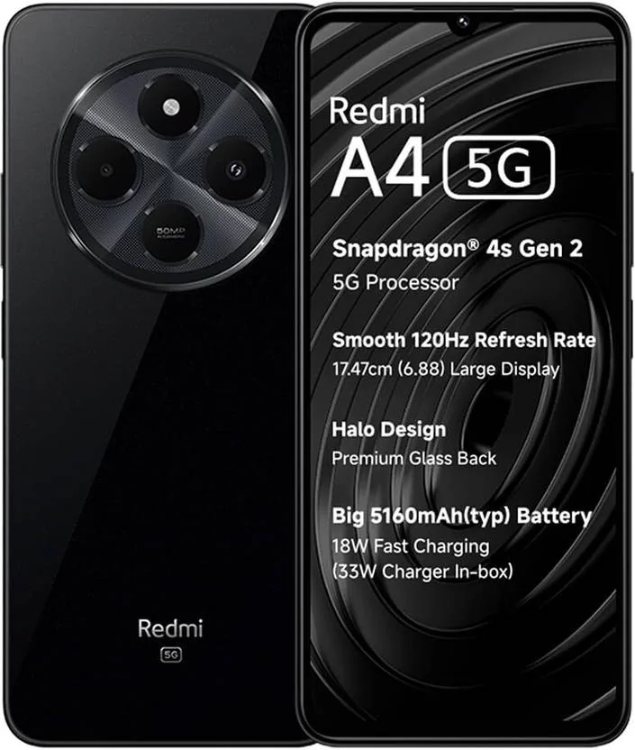 REDMI A4 5G only on Jio SIM (Starry Black, 64 GB)  (4 GB RAM) - Best Price ₹8948 at Flipkart