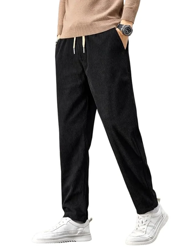 Samfor Men's Comfortable Corduroy Pants | Relaxed Fit Stretch Waist Trousers for Everyday Wear - Best Price ₹469 at Amazon