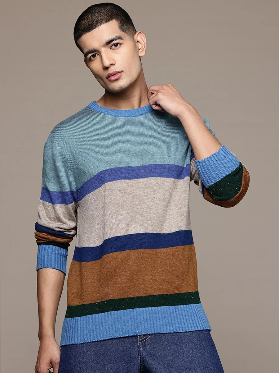 Men Striped Pullover - Best Price ₹329 at Myntra