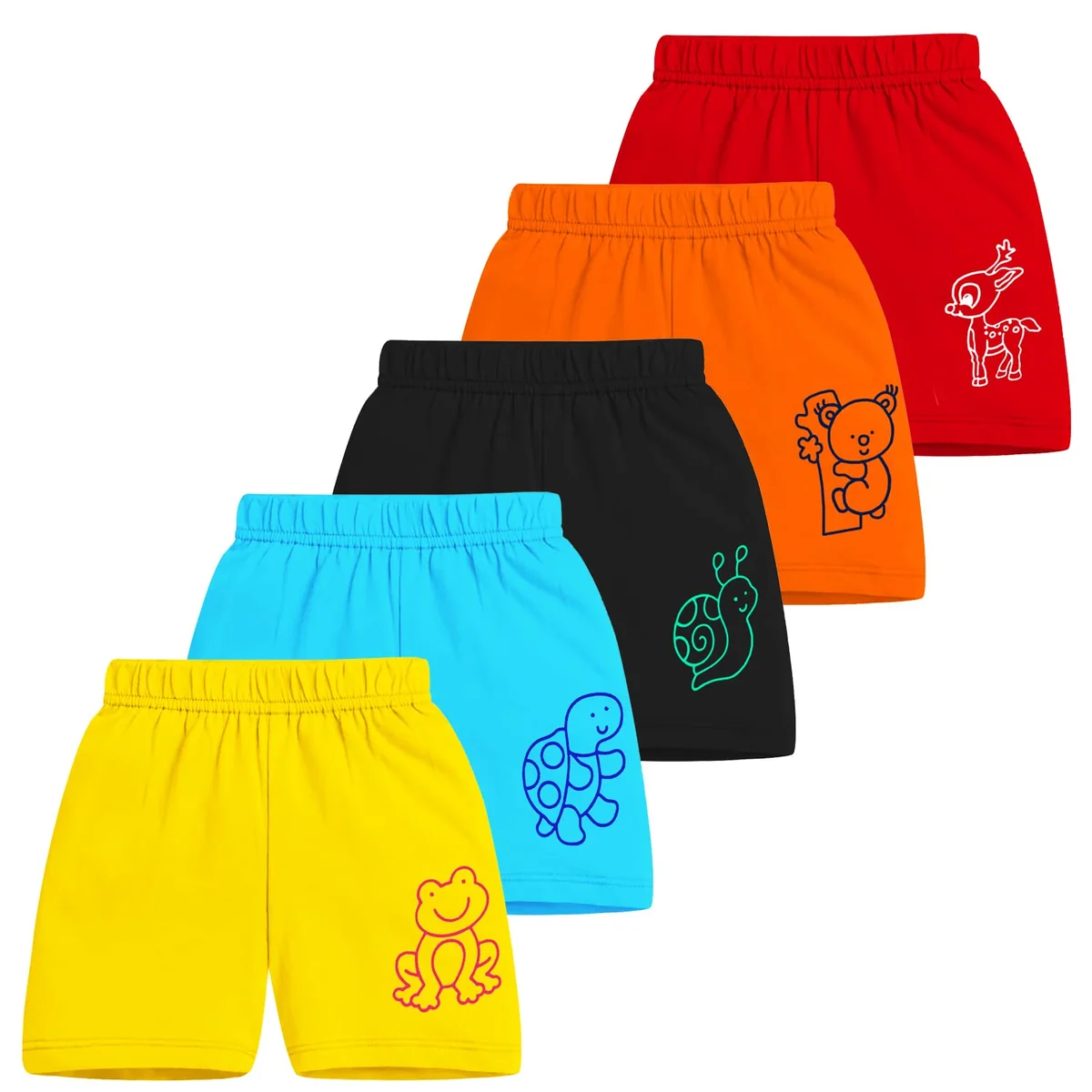 Kids Shorts Pack of 5 for Boys & Girls | Vibrant Multipack Summer Wear | Soft Cotton Blend | Comfy Fit for Daily Adventures | Breathable & Easy-to-Wear Essentials