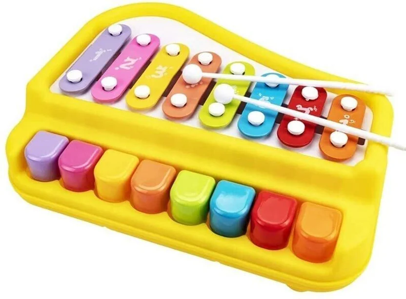 xelix 2 in 1 Baby Piano Xylophone Toy 8 Multicolored Ke...