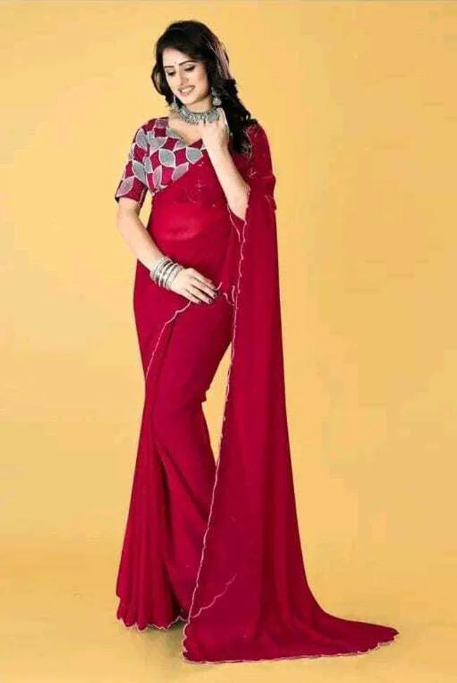 Embroidered Bollywood Georgette Saree with Unstitched Blouse