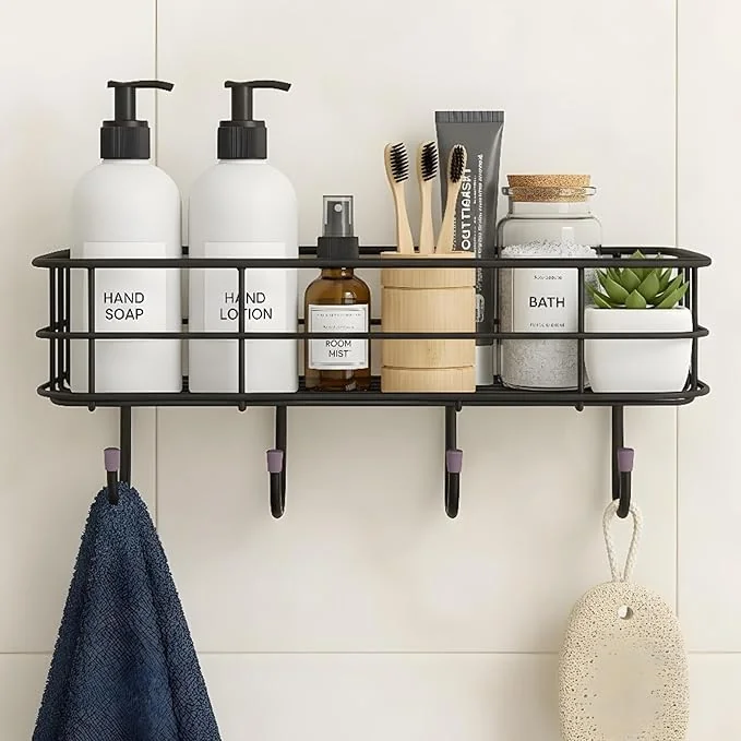 PulGos Self-Adhesive Wall Shelf Organizer – Durable Wall-Mounted Storage Rack for Bathroom, Kitchen, Toilet & Shower, Multipurpose Space-Saving Shelf, Bathroom Organizer, Washroom Storage (Pack of 1)