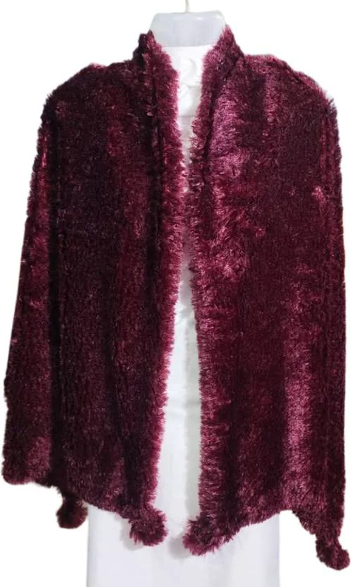 Saba Fur, Polyester Wool Blend Solid Women Shawl  (Maroon)