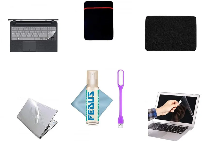 Fedus 7 In1 Transparent Laptop Skin with Key Guard, Scr...
