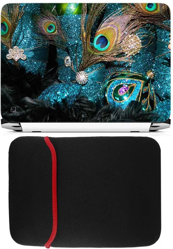 FineArts Feather Blue Laptop Skin with Reversible Lapto...
