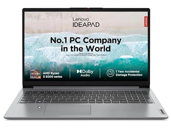 Lenovo IdeaPad 1 AMD Ryzen 5 5500U 15.6" HD Thin and Light Laptop (8GB RAM/512GB SSD/Windows 11 Home/Office Home 2024/1 Year ADP Free/Grey/1.6Kg), 82R4011MIN - Best Price ₹35000 at Amazon