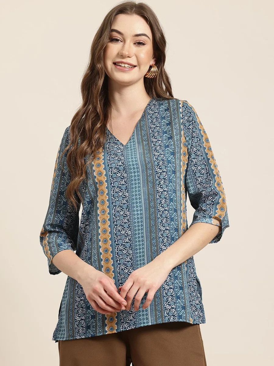 HERE&NOW Floral Printed V-Neck A-Line Short Kurti - Best Price ₹188 at Myntra