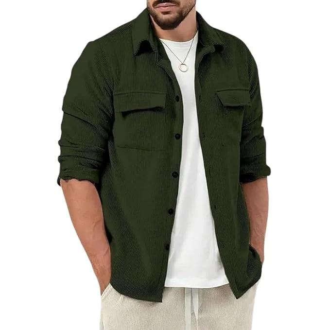 MiraMichi Men's Full Sleeve Corduroy Striped Casual Jacket, Perfect for Stylish Outfits - Best Price ₹449 at Amazon