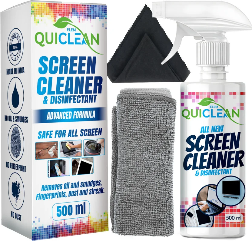 QUICLEAN Screen & Lens Cleaner 500 ml with Microfiber C...