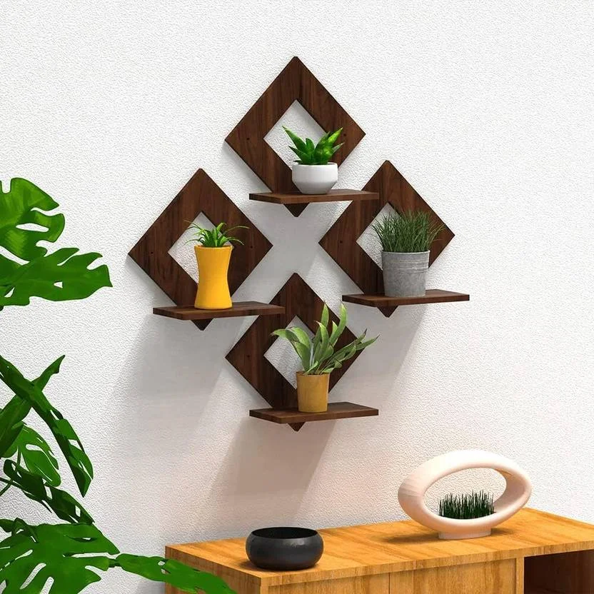 Stalory Pot Stand Set of 4 Piece Decorative Wooden Wall Hanging for Home Decor Office  (BROWM, Black) - Best Price ₹64 at Flipkart