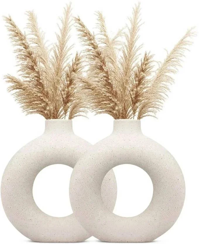 Saikara Collection Collection Donut Shape Plastic vases Office Desk Flower Vase Pack of 2 Plastic Vase  (6 inch, White) - Best Price ₹233 at Flipkart