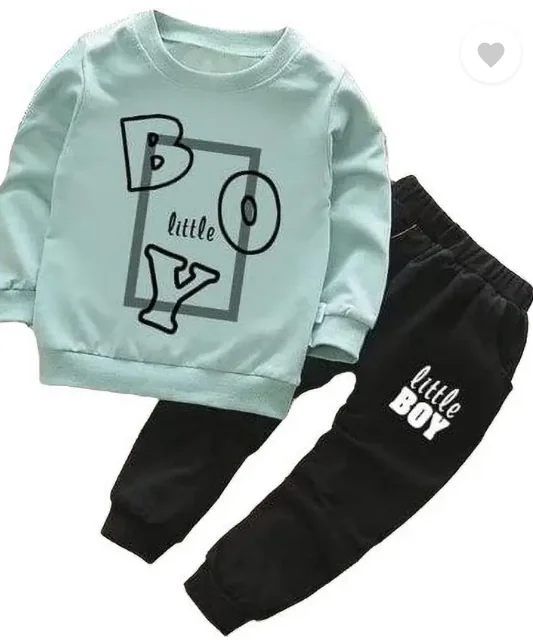 Roble Kings Boys Casual T-shirt Pant  (Light Green)