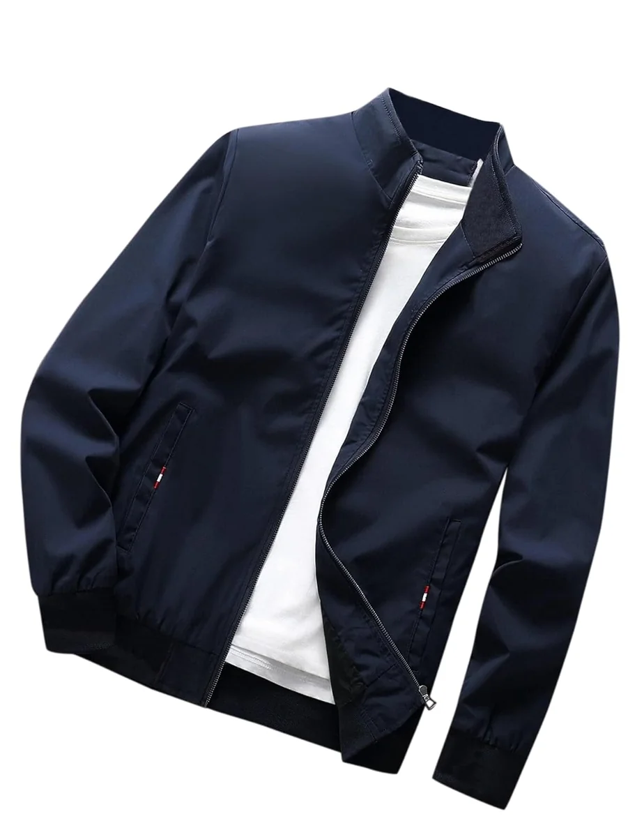TAGAS Men's Regular Jacket Fit For Casual Wear || Low-Cut Standing Collar || Full Sleeve | Latest Stylish Jacket For Men ||Regular Fit Zip-Up Casual jacket|| bomber jacket for men(MJ-9015) - Best Price ₹449 at Amazon