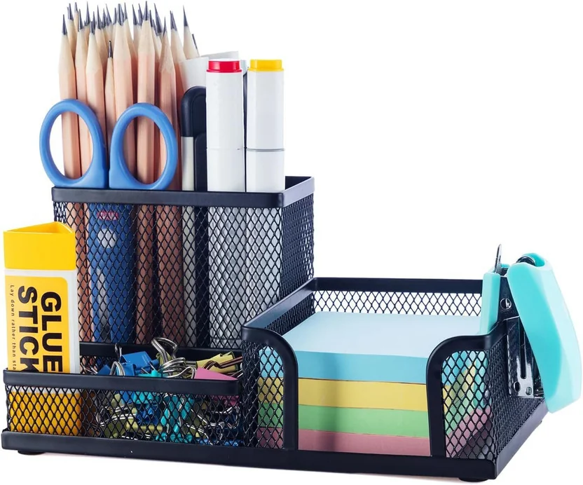SkyFurnish 3 Compartments Metal Mesh Desk Organizer Sta...