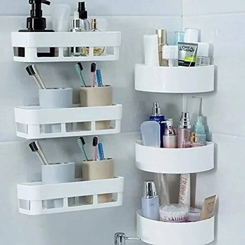 DAITORY Kitchen Bathroom Wall Shelves 3 Bathroom Wall Shelves,3 Bathroom Triangle Corner Plastic Wall Shelf  (Number of Shelves - 6, White) - Best Price ₹248 at Flipkart