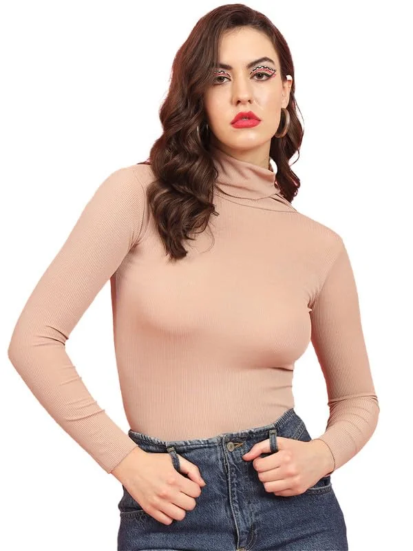 Tandul Women's Sweater-Polyester Beige Sweater, High Neck Full Sleeve Solid No Closure Women Sweater (8139) - Best Price ₹299 at Amazon