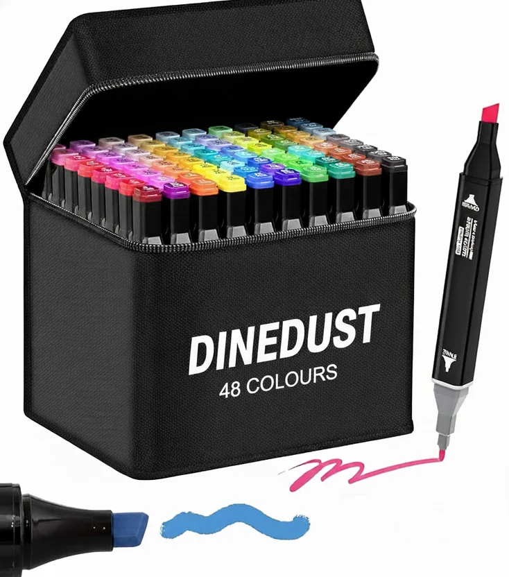 DINEDUST Dual Tip Art Markers Sketching Head Marker Pen...