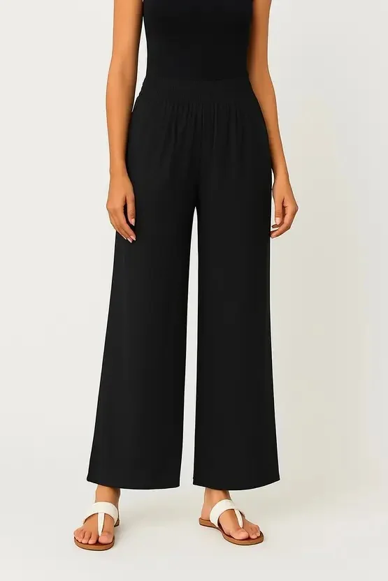 nyzeen Women Comfort Fit, Loose Fit Black Viscose Rayon Trousers - Best Price ₹458 at Flipkart