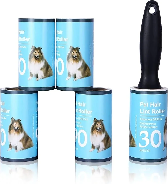 RENESMEE Lint Rollers for Pet Hair Extra Sticky, Pet Hair Remover, 1 Handle with 5 Refills, 150 Total Sheets, Lint Roller Set Brush for Dog & Cat Hair Removal, Clothes, Furniture, Cars, Carpet - Best Price ₹260 at Amazon
