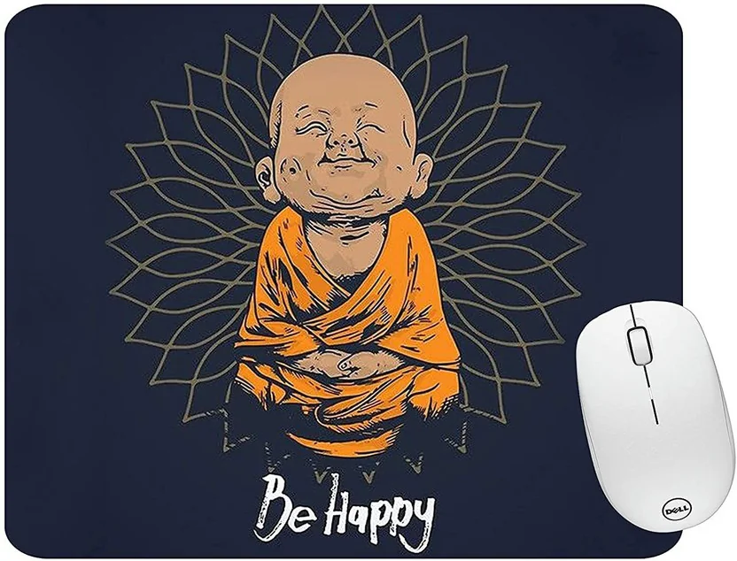 ZORI Quotes BE_Happy_Buddha Gaming Mouse Pad - Computer...