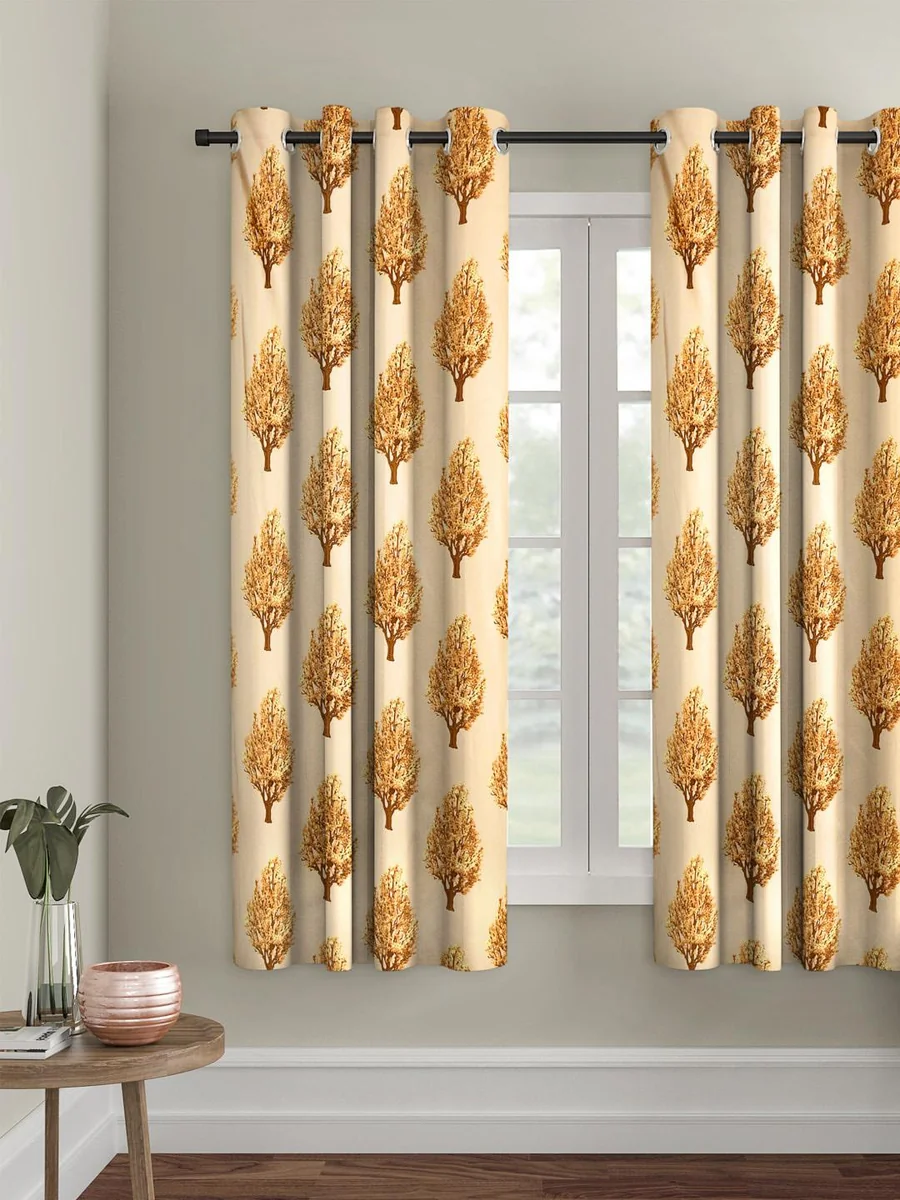 Yellow & Brown Single Floral Printed Window Curtain - Best Price ₹159 at Myntra