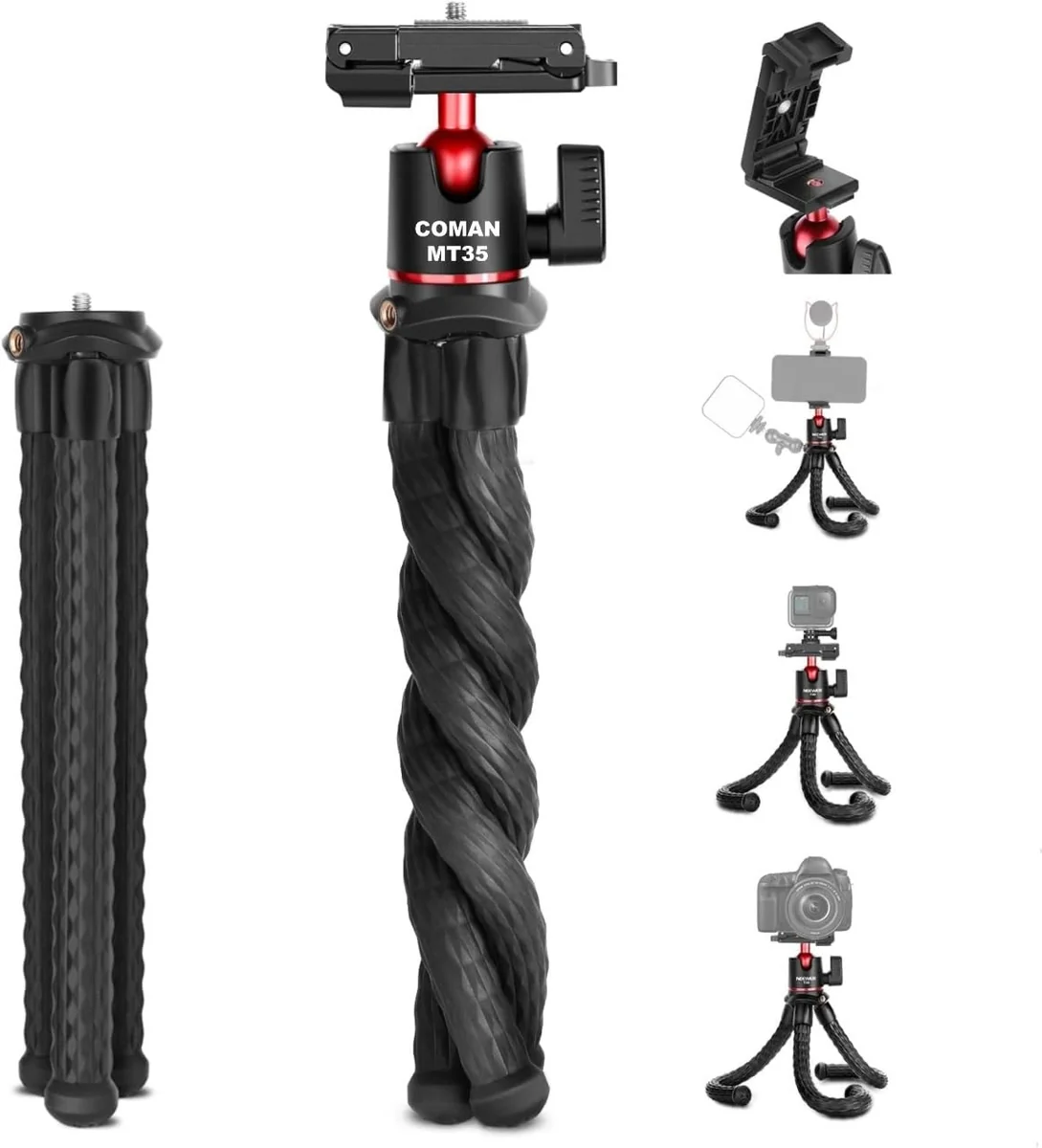 Adofys AT-40 Flexible Gorillapod Cell Phone Tripod Lightweight Bendable Tripod with Heavy Duty Smartphone Stand, Compatible with Action Camera etc.