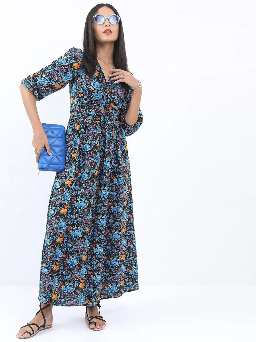 KETCH Floral Printed V-Neck Maxi Dress - Best Price ₹292 at Myntra