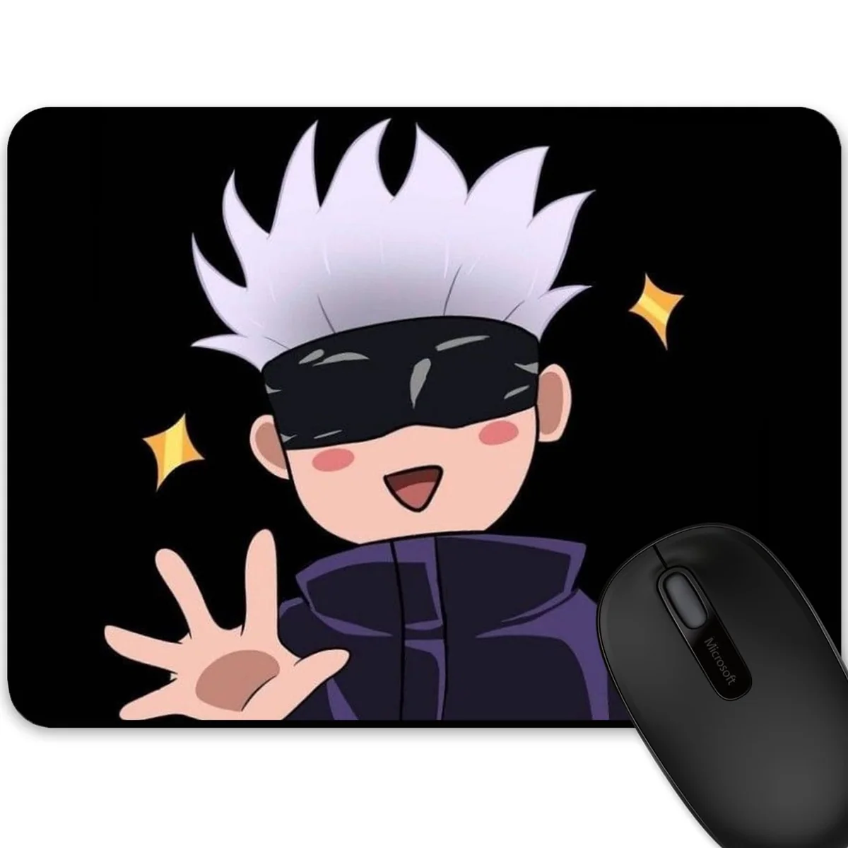 Satoru Gojo Cute Jujutsu Kaisen Anime Clear Printed Mouse Pad with Anti-Slip Rubber Base | Smooth Mouse Control Gaming | Laptop, Pc (9 x 7.5inch) | 3 mm Thickness