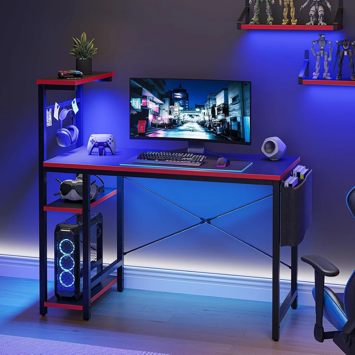 JIN OFFICE Computer Desk with Additional Storage Shelves |100kg Weight Capacity| Office Desk for Home | Computer Table for Home Office | Gaming Desk with 1130 * 500 mm Top| Computer Workstation