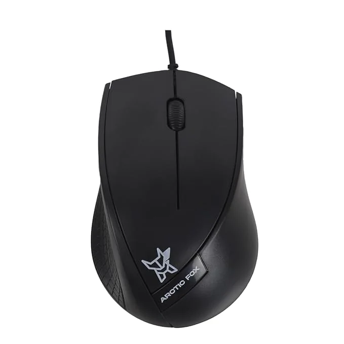 Arctic Fox Opti-Lite Wired Mouse with1200 DPI Optical Sensor, USB Plug-and-Play, Built-in Scrolling and 3 Handy Buttons