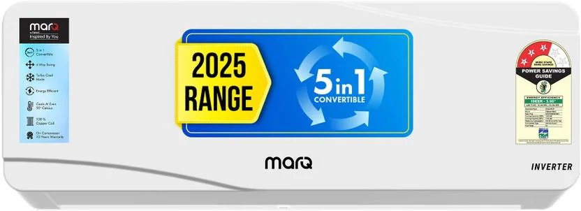 MarQ by Flipkart 2025 1 Ton 3 Star Split Inverter 5-in-1 Convertible with Turbo Cool Technology AC  - White  (103IPG25WQV2, Copper Condenser) - Best Price ₹21990 at Flipkart