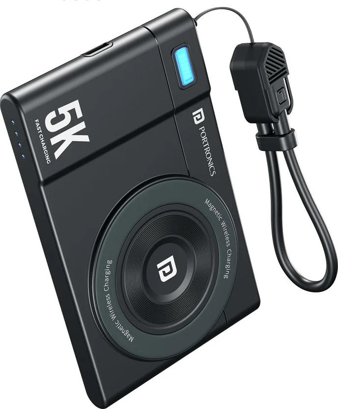 Portronics 5000 mAh 22.5 W Wireless Compact Pocket Size...