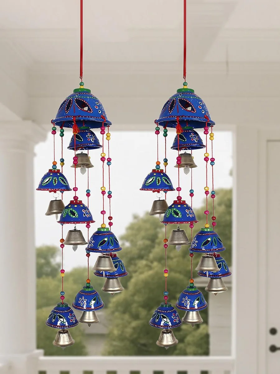 Kuber Industries Set Of 2 Blue & Gold-Toned Printed Windchime - Best Price ₹899 at Myntra