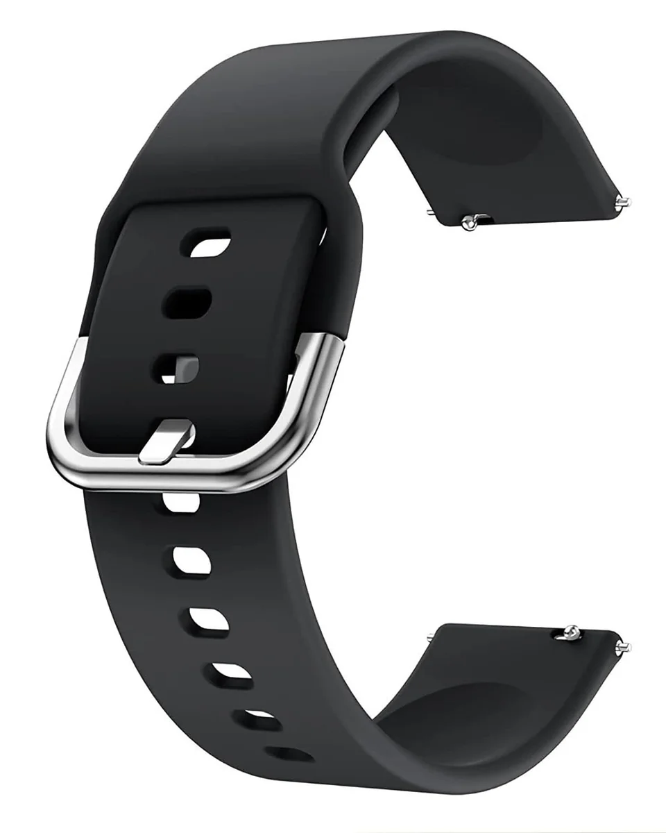 INEFABLE 19mm Smartwatch Strap Metal Buckle Compatible with Noise Colorfit Pro 2/Oxy/Pulse/Beat, Boat Storm Smart Watch & Watches with 19mm Lugs Size (Black-Pack of 1)