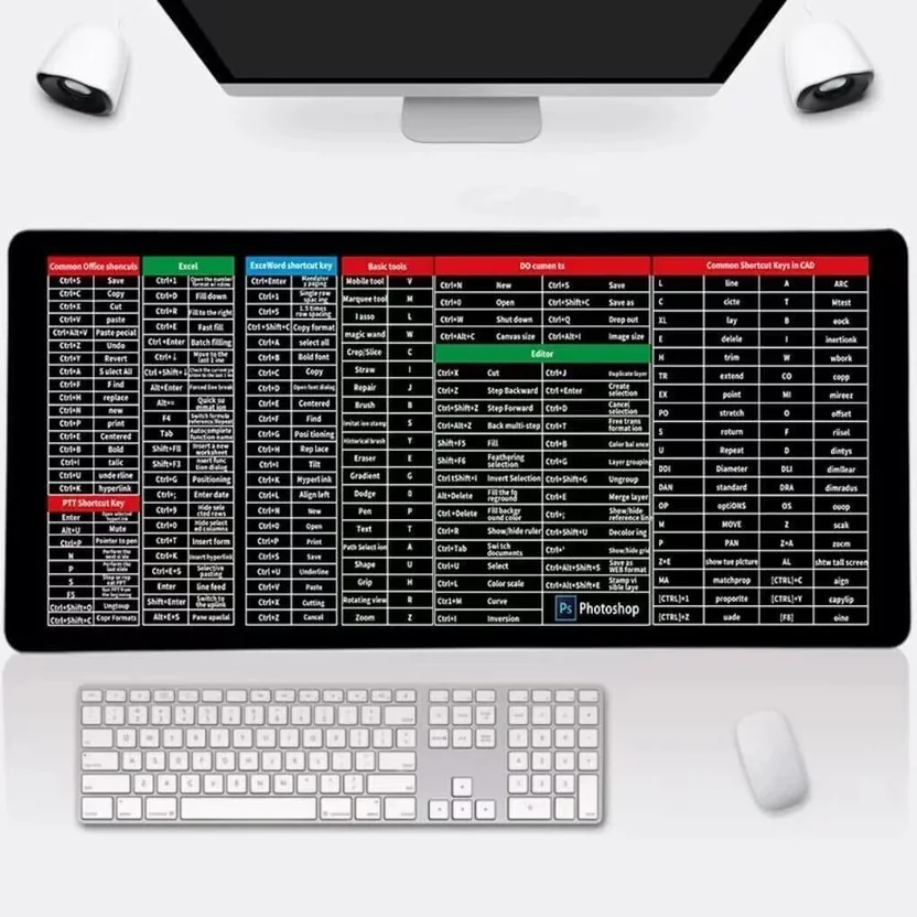 HAPYSA Mouse Pad Large English Shortcut Keys Gaming Wri...