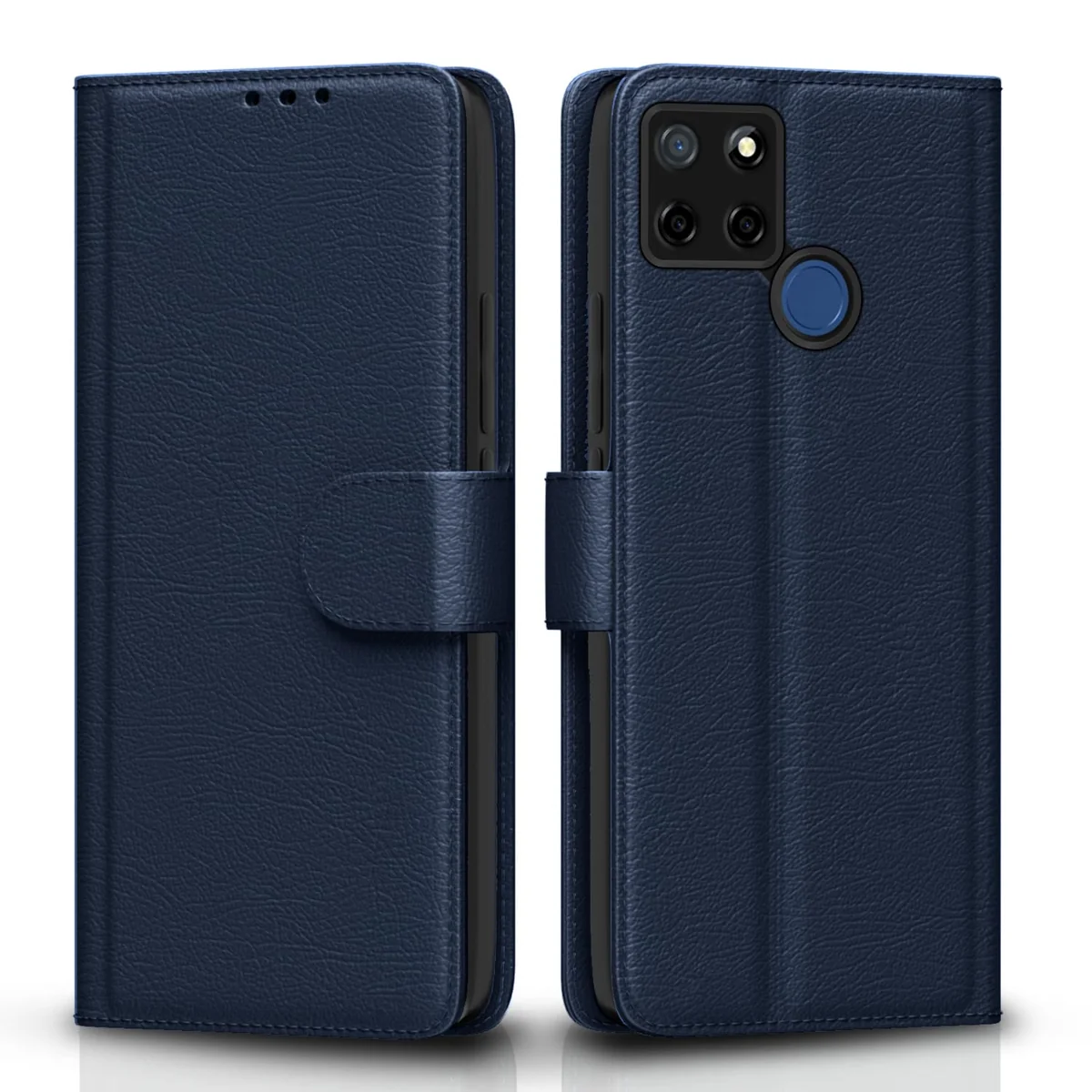 Pikkme Realme C12 / Realme Narzo 20 / Narzo 30A / Realme C25 Flip Cover Magnetic Leather Wallet Case Shockproof TPU for Realme C12 / Realme Narzo 20 / Narzo 30A / Realme C25 (Blue)