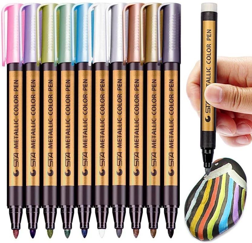 Levin Metallic Marker Pens, Set of 10 Colors Paint Mark...