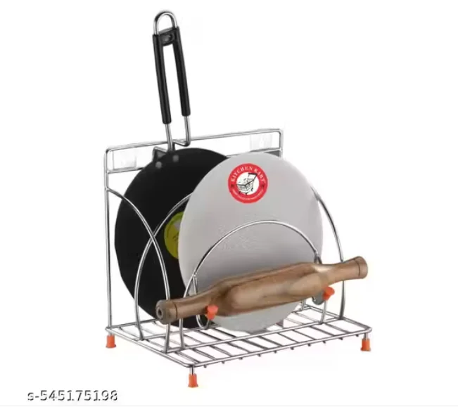 Kitchen Kart Stainless Steel Multi-Purpose Stand for Chakla, Belan & Tawa | Semi-Round Heavy-Duty Organizer Rack with Anti-Slip Base - Best Price ₹164 at Meesho