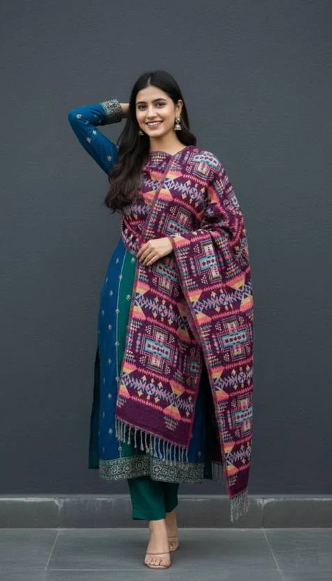 Sudako Acrylic Printed Women Shawl  (Purple) - Best Price ₹453 at Flipkart