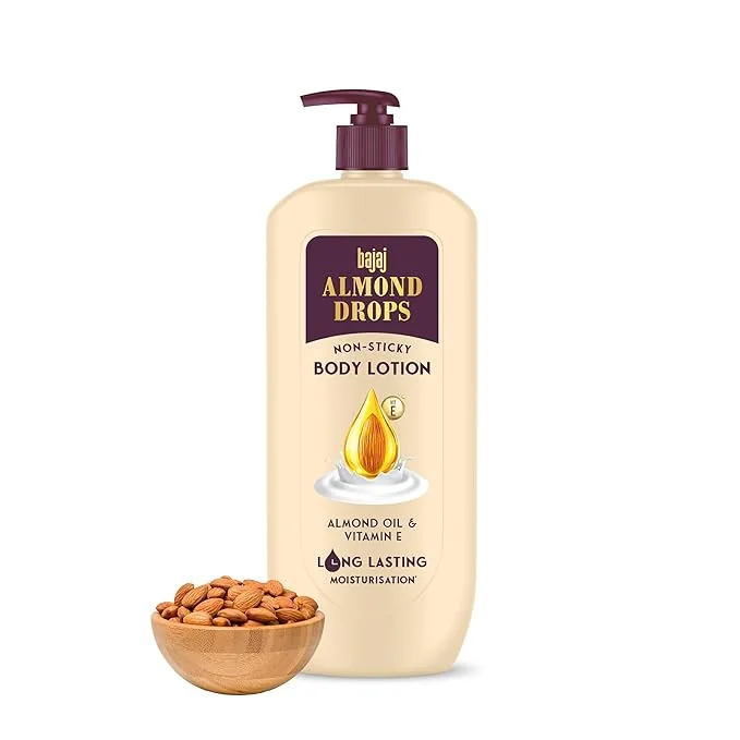 Bajaj Almond Drops Non-Sticky Body Lotion | Long Lasting Moisturization | Almond Oil & Vitamin E | Nourished and Smooth Skin | 600 ML - Best Price ₹214 at Amazon