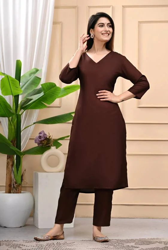 AURACRAFT Women Viscose Rayon Kurta Pant Set