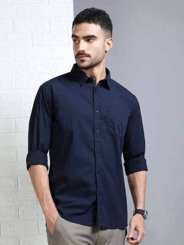 RK RAJKUWER Men Regular Fit Solid Spread Collar Casual Shirt