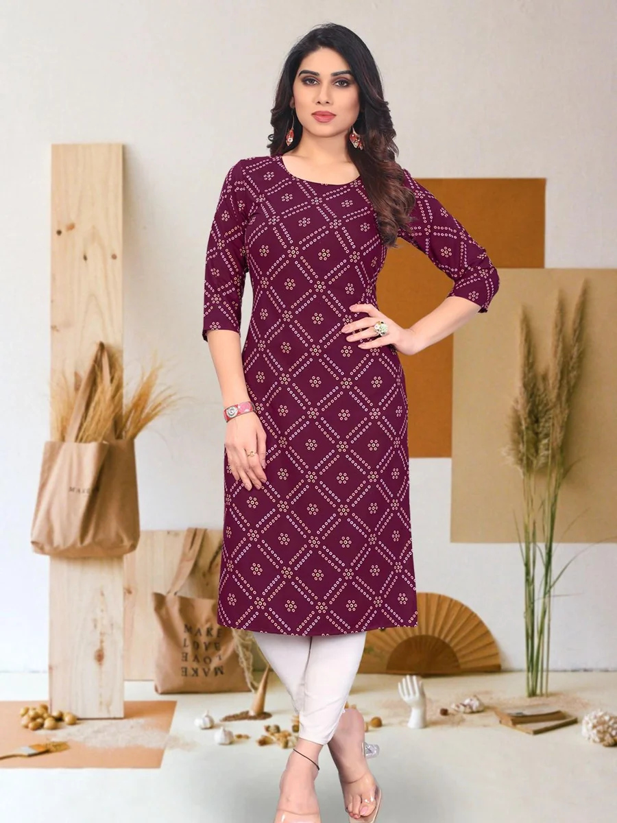 Geometric Printed Round Neck Straight Kurta
