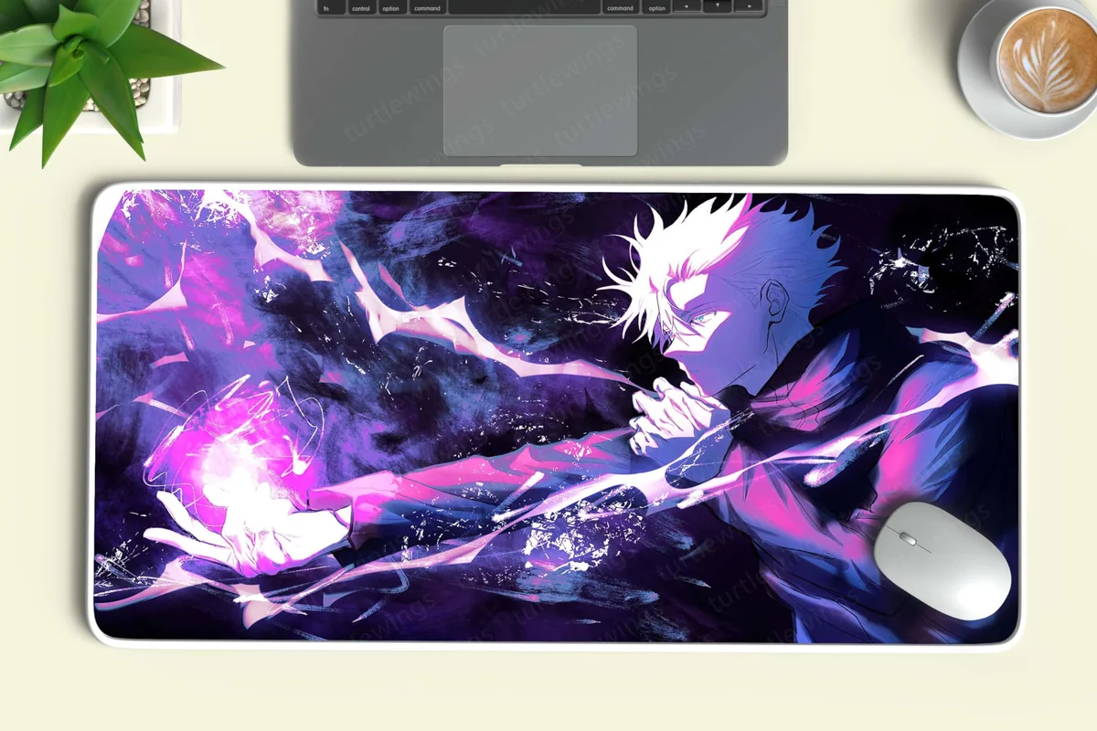 TURTLEWINGS | Mousepad | DESKMAT | Energy Master – JJK Deskmat | Cursed Energy Fighter Art | Gaming Mat 3 (Extended XL (11x23 inch))