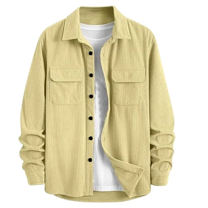 MiraMichi Men's Full Sleeve Corduroy Striped Casual Jacket, Ideal for Everyday Stylish Outfits - Best Price ₹499 at Amazon