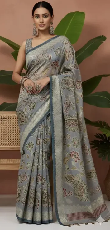 Kanhiyasaree Ready to Wear Animal Print, Floral Print Bollywood Muslin, Crepe Saree  (Magenta, Multicolor) - Best Price ₹229 at Flipkart