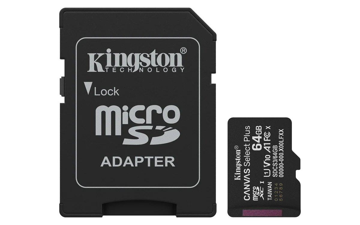 Kingston 64GB Canvas Select Plus microSD Card | Read Up to 100MB/s | V10 A1 UHS-I | with SD Adapter | SDCS3/64GB